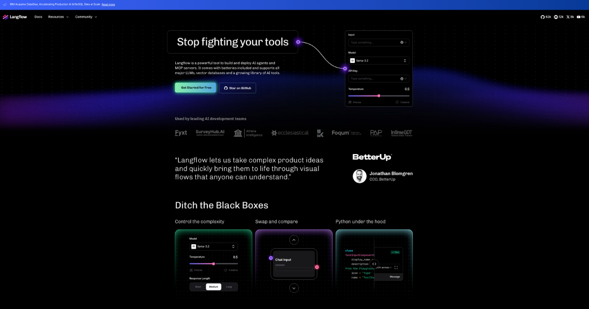 Langflow homepage
