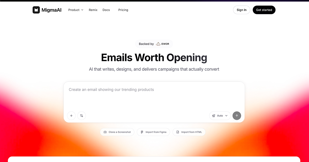 Migma homepage