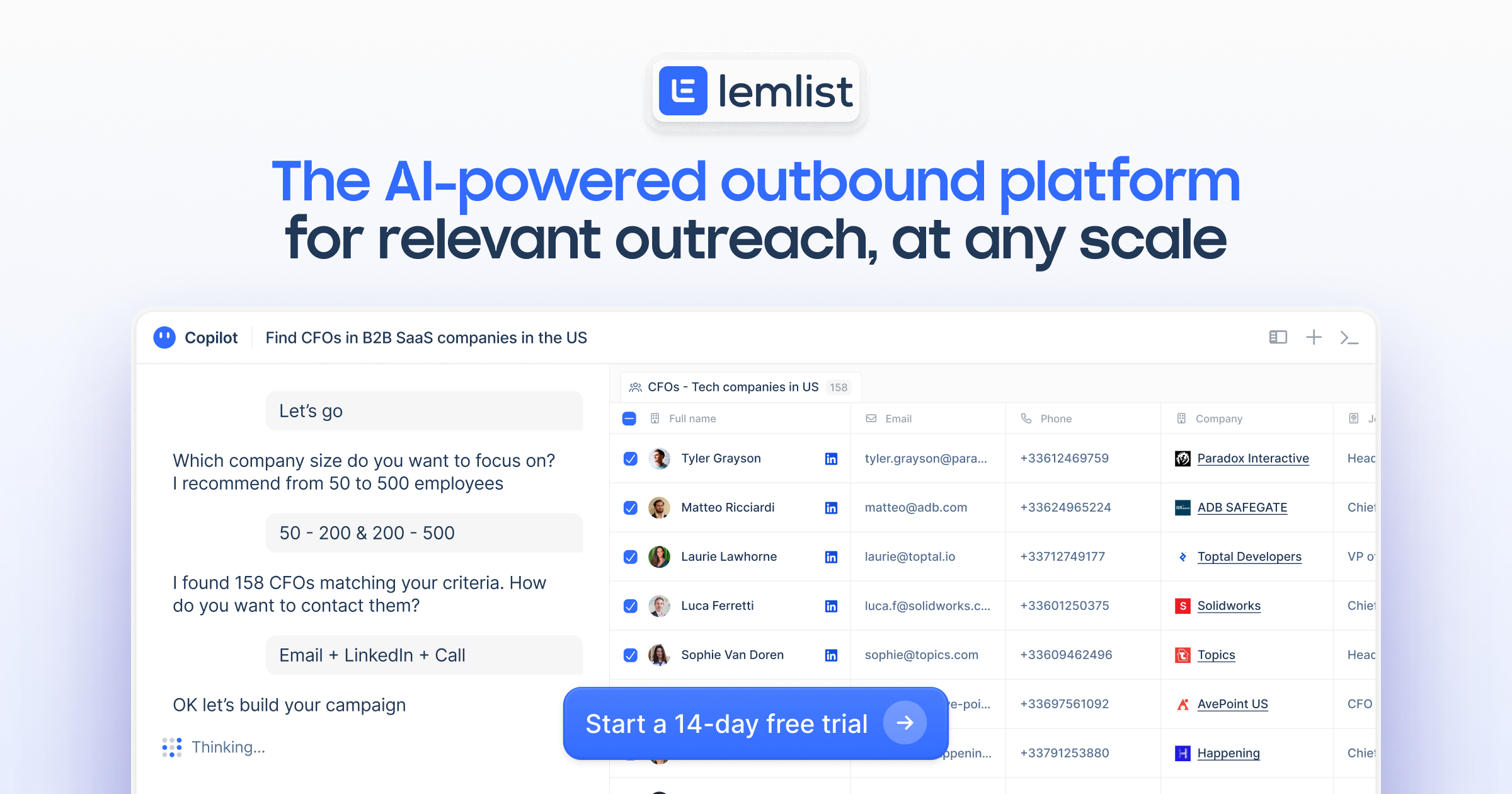 Lemlist homepage