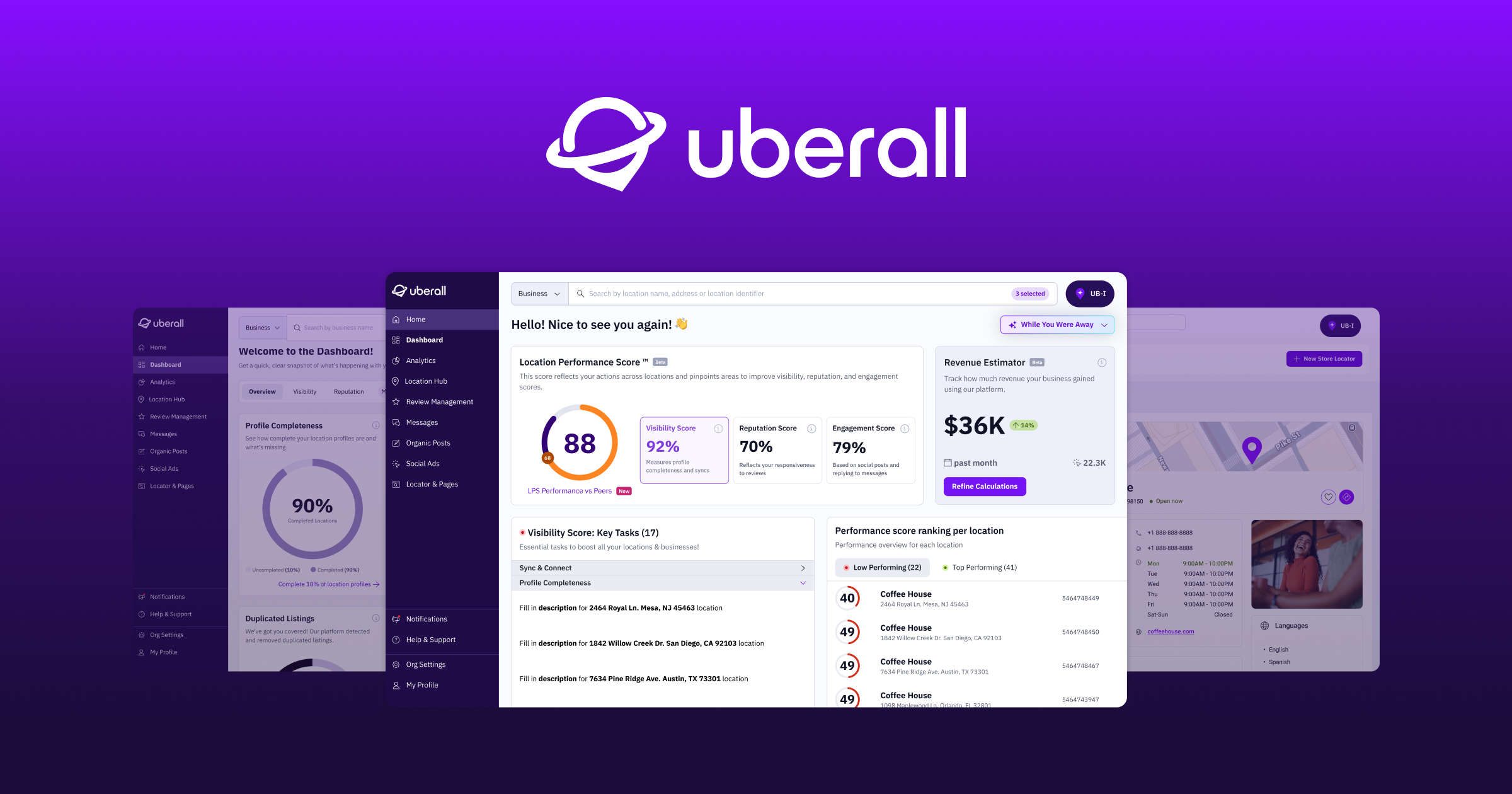Uberall homepage