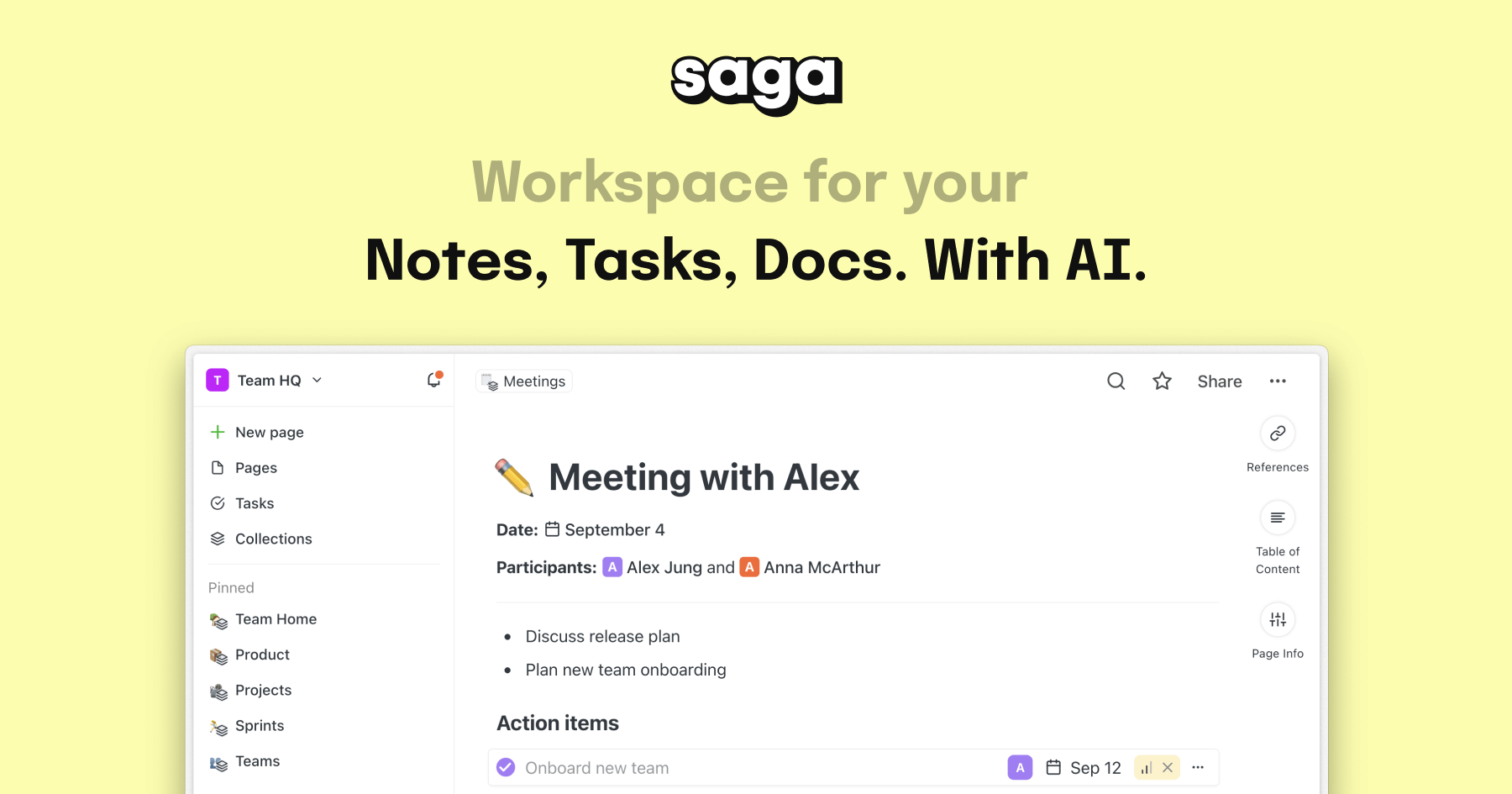 Saga homepage