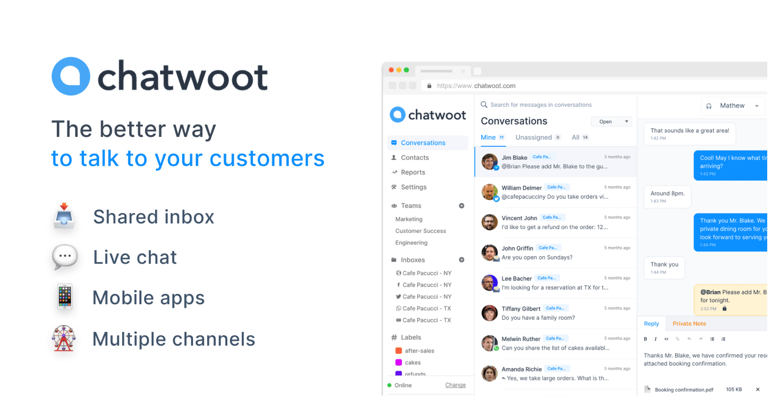 Chatwoot homepage