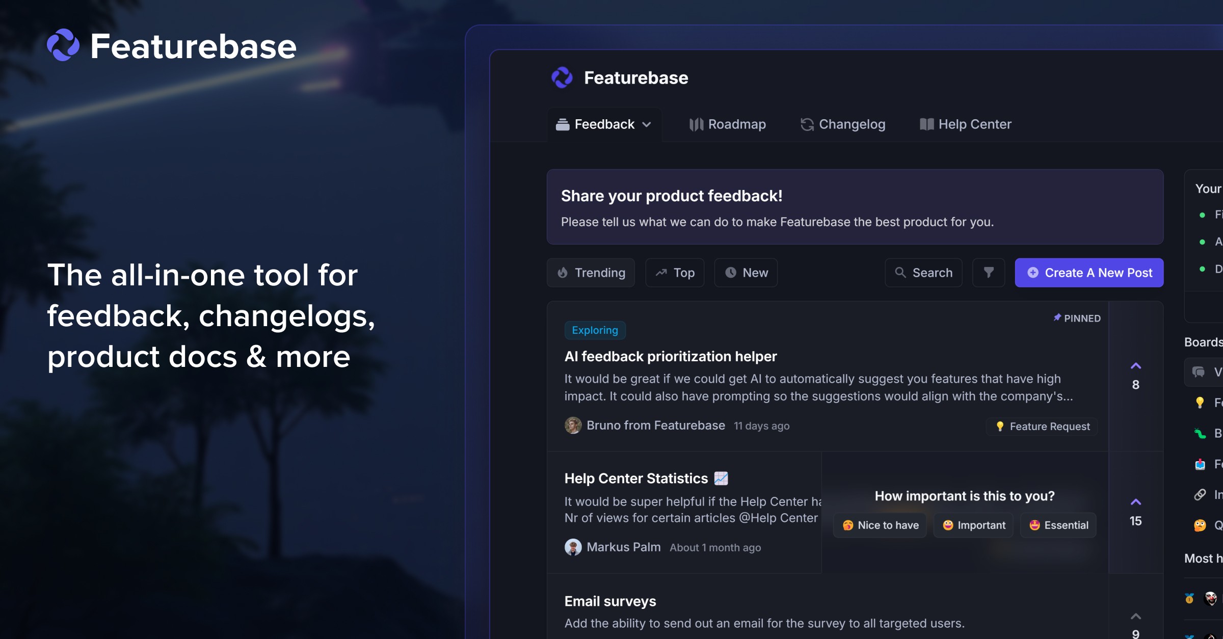Featurebase homepage