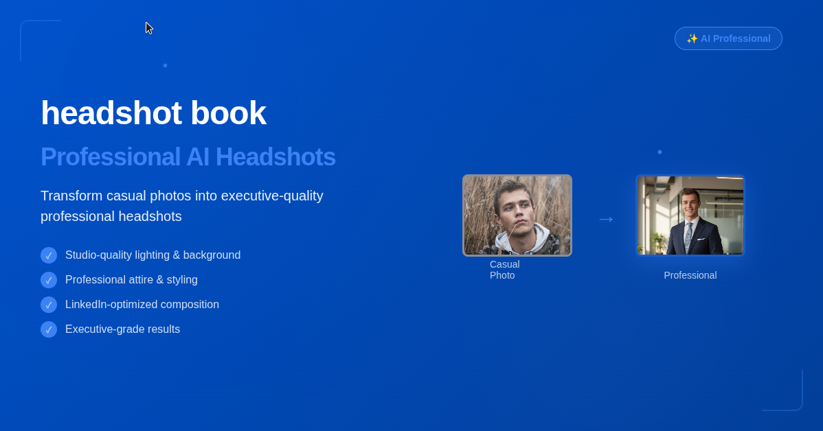 HeadshotBook - AI Headshot Generator homepage