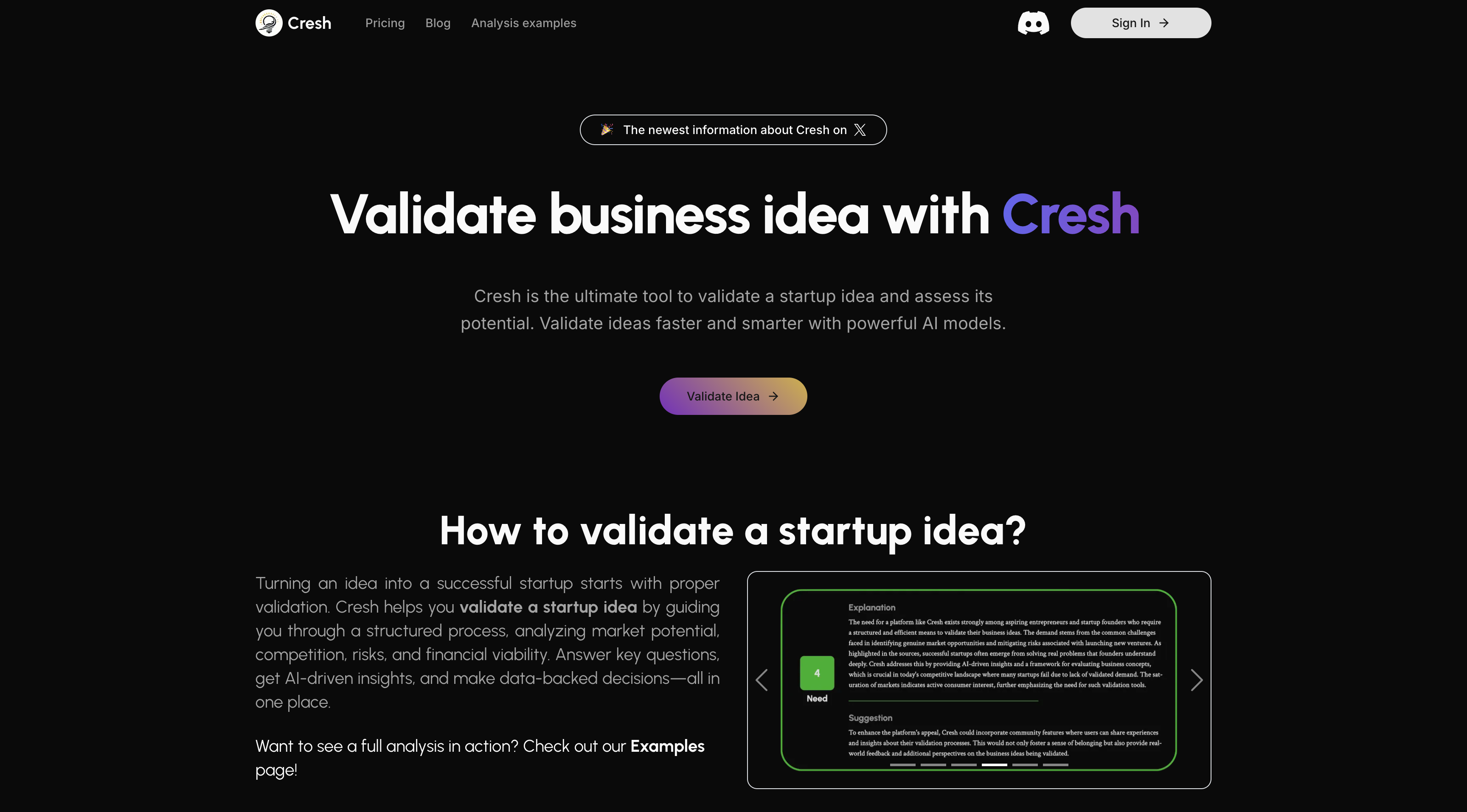 Cresh homepage