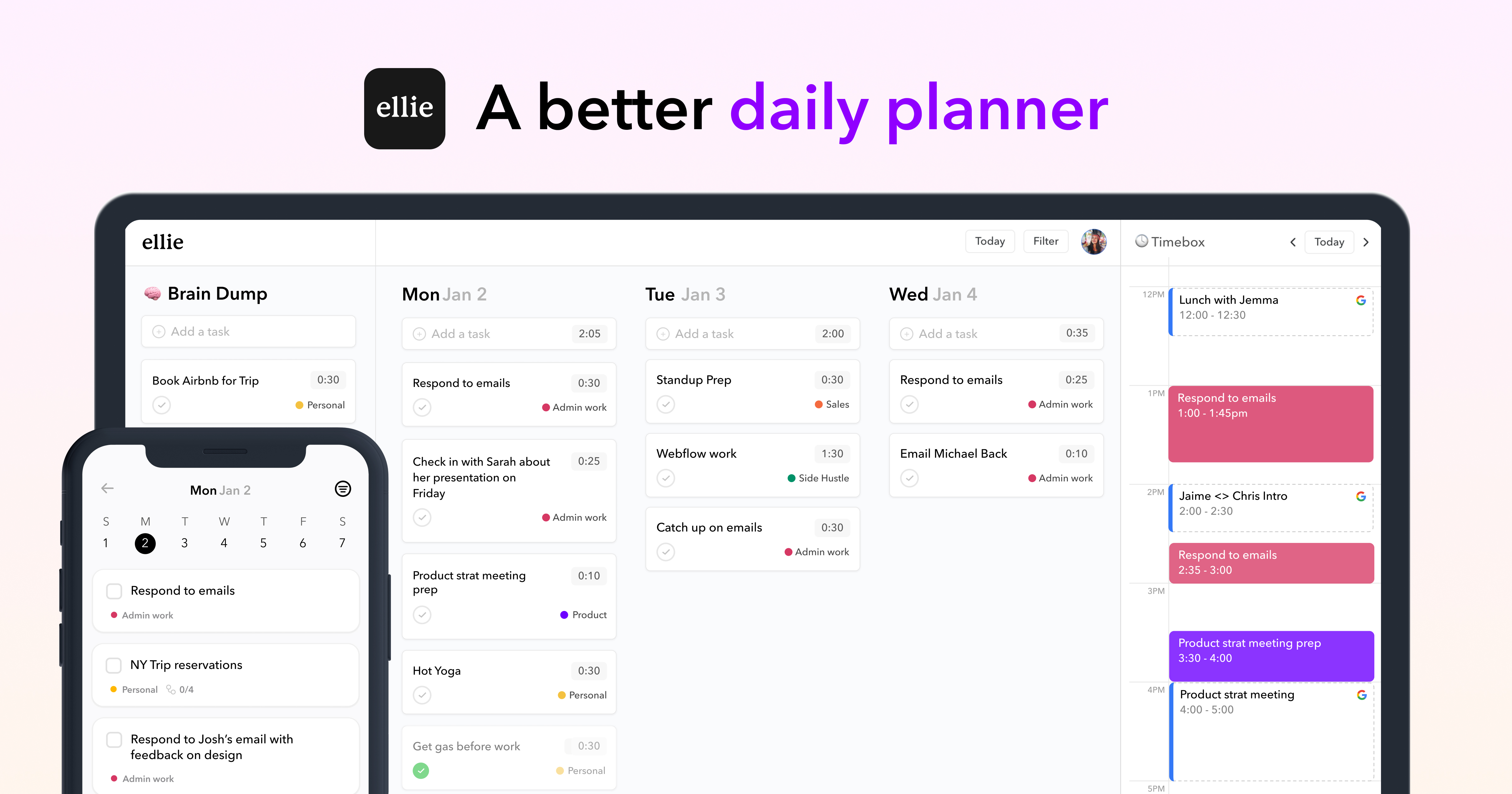 Ellie Planner homepage
