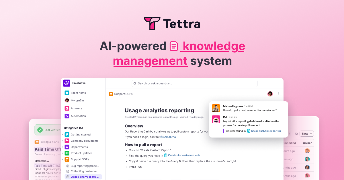 Tettra homepage