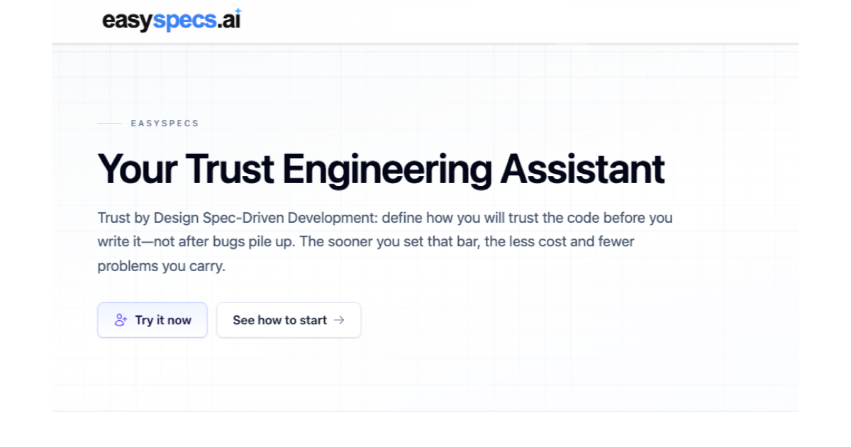 easyspecs.ai homepage