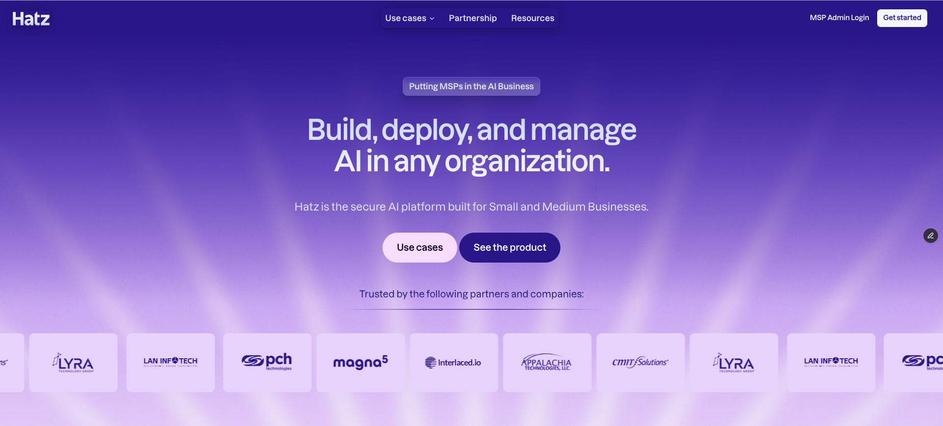 Hatz AI homepage