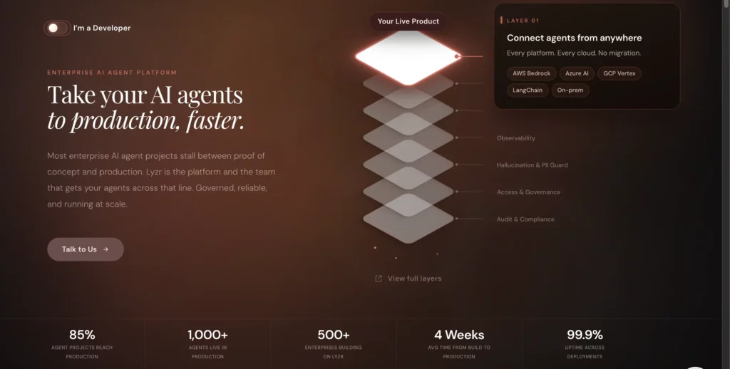 Lyzr homepage