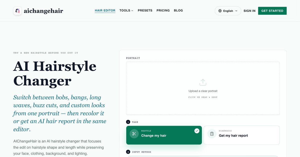 AIChangeHair homepage