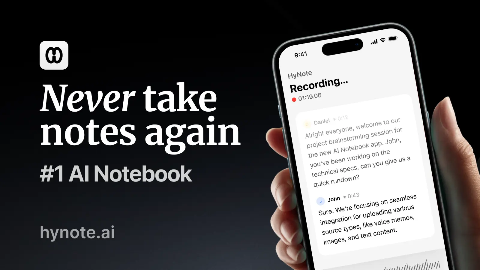HyNote (formerly AI Notebook) homepage