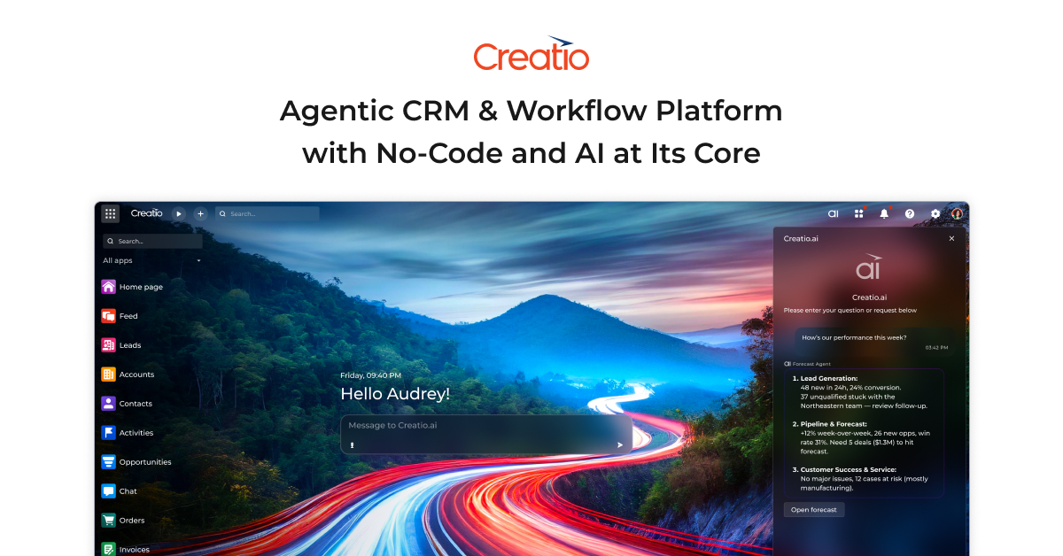 Creatio CRM homepage