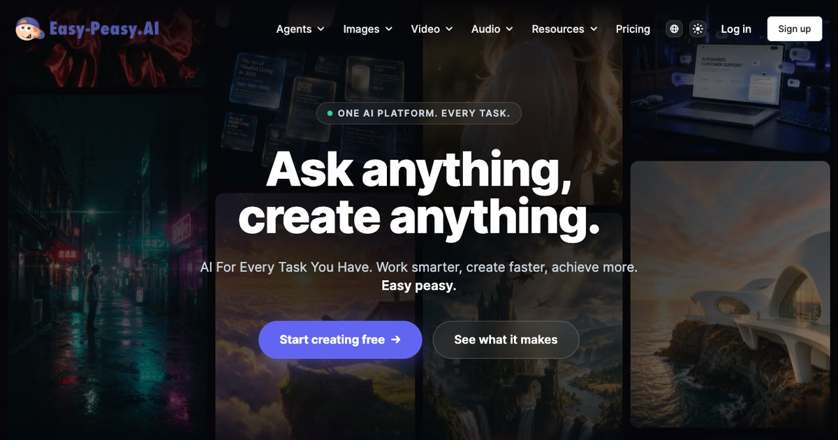 Easy-Peasy.AI homepage