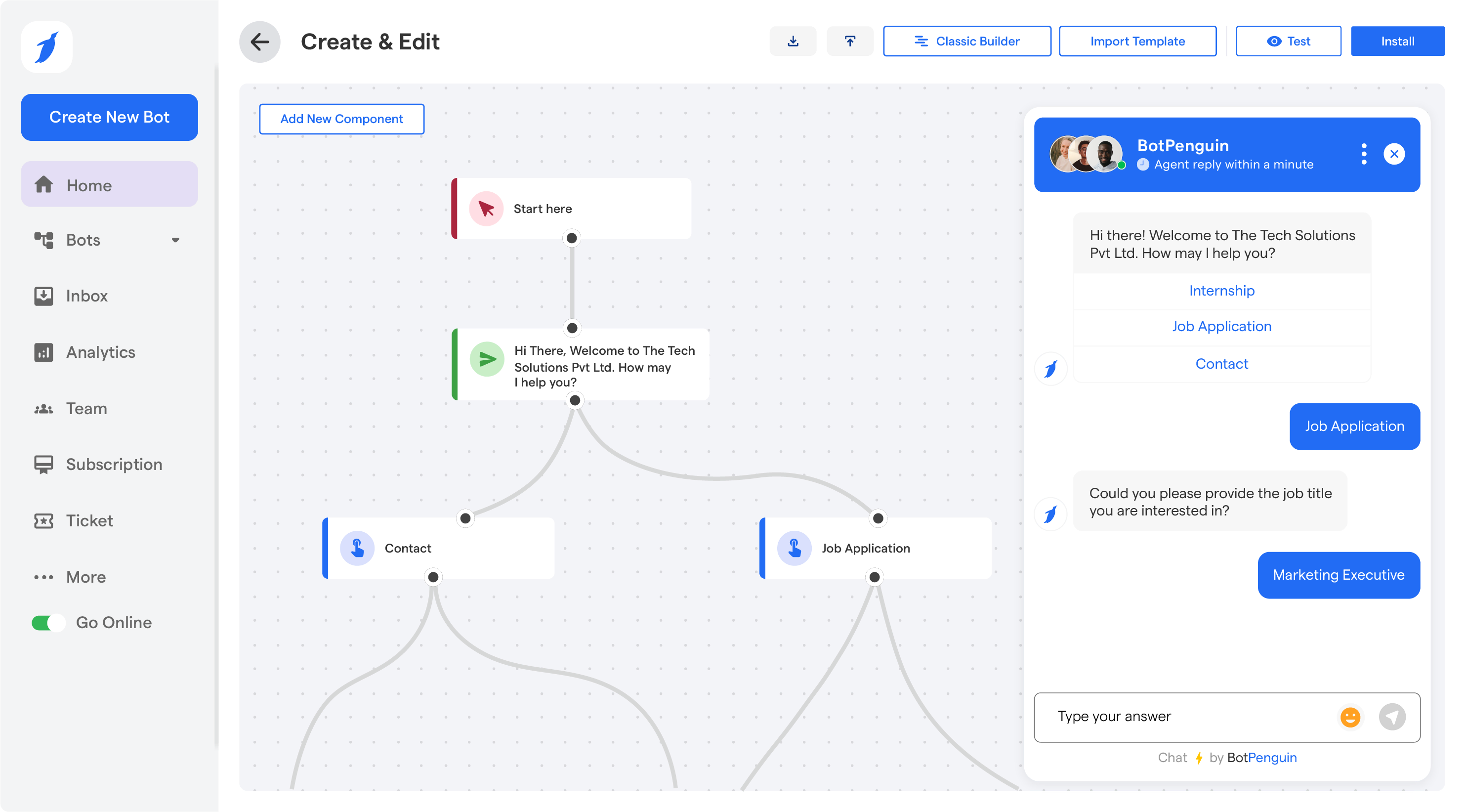 BotPenguin homepage