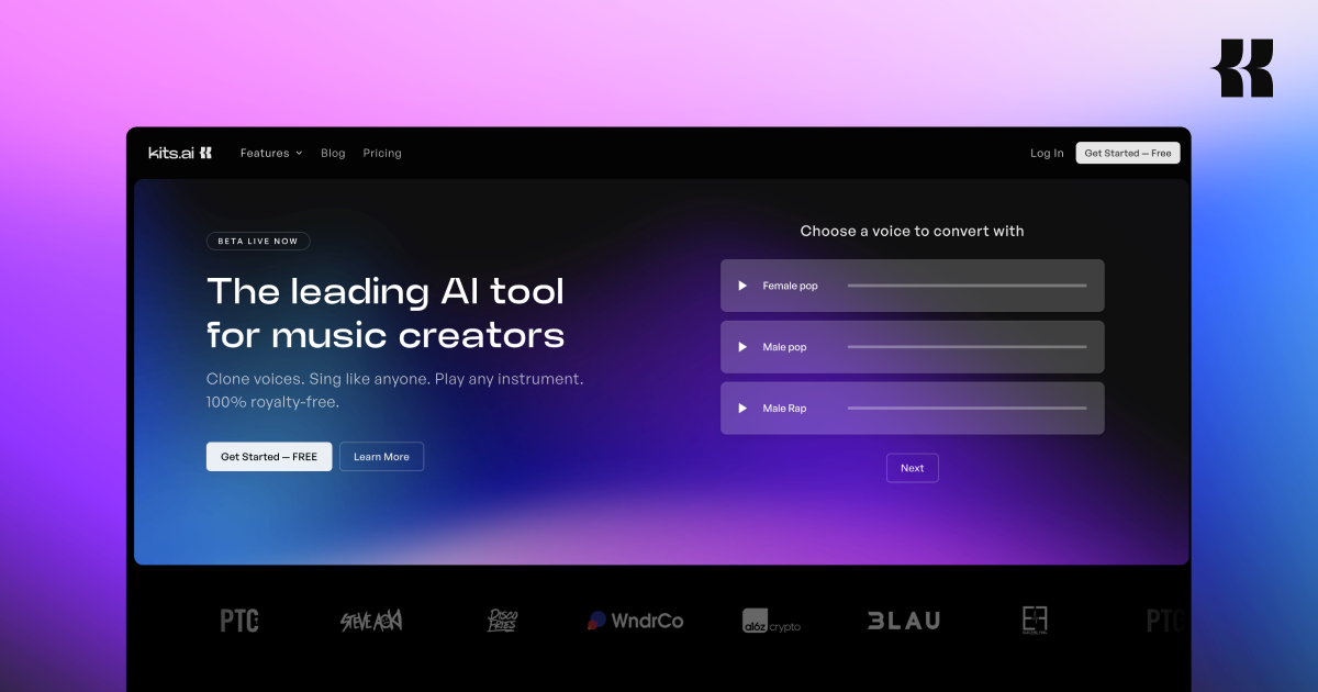 Kits AI homepage