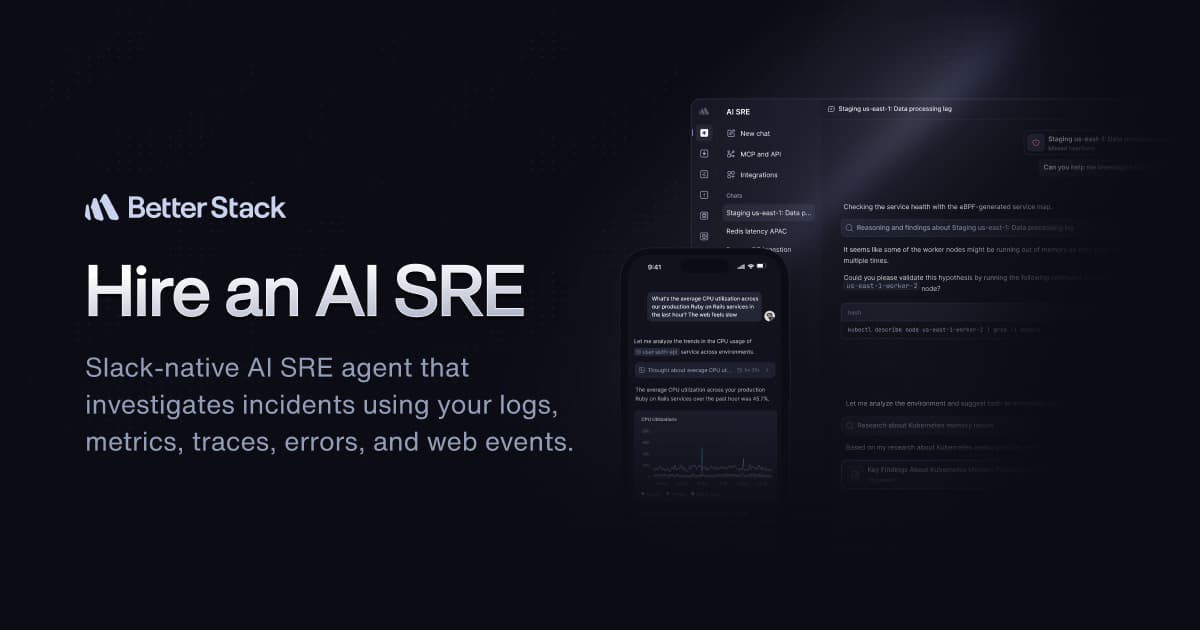 Better Stack | AI SRE Agent homepage