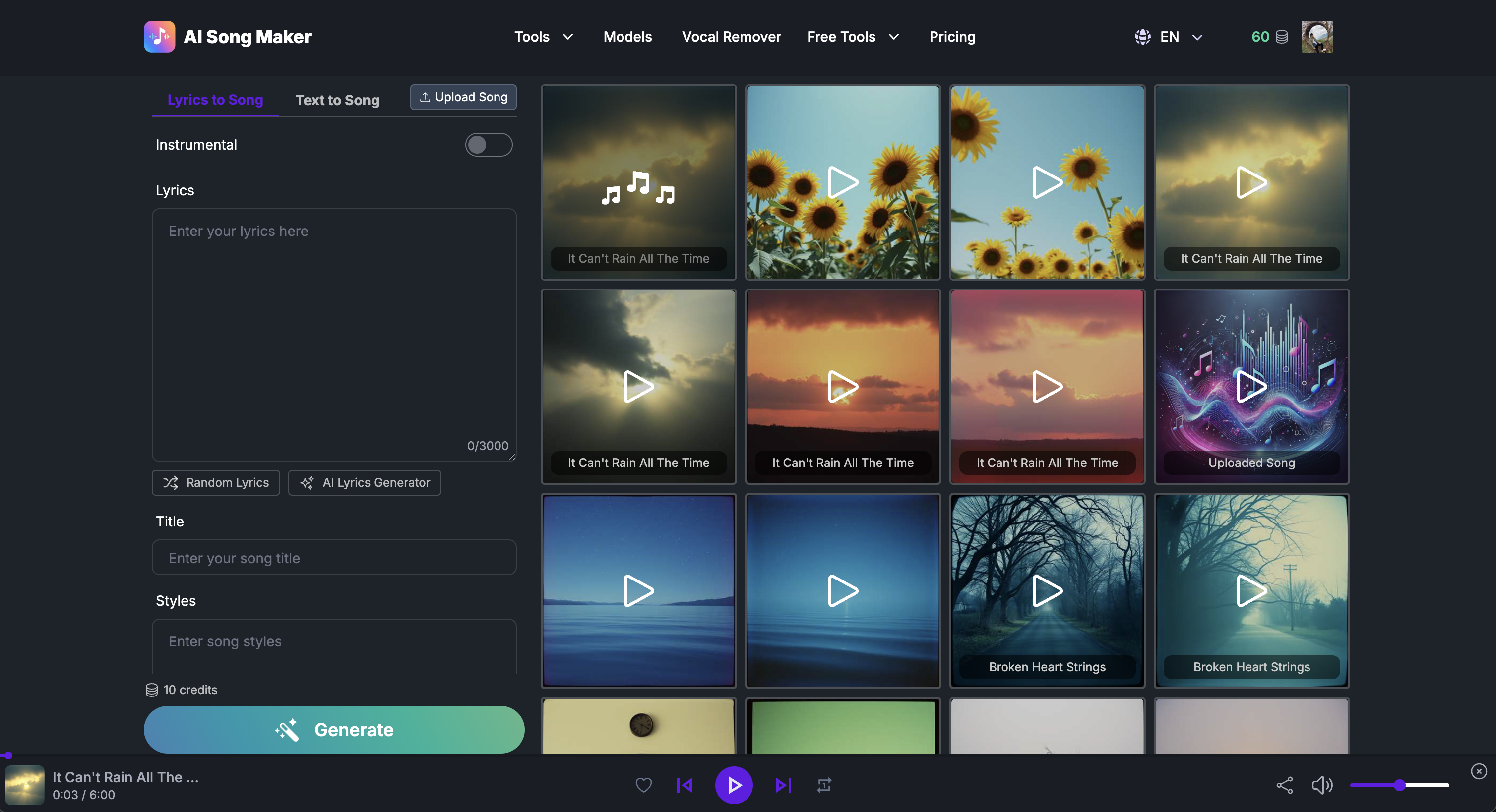 AI Song Maker homepage