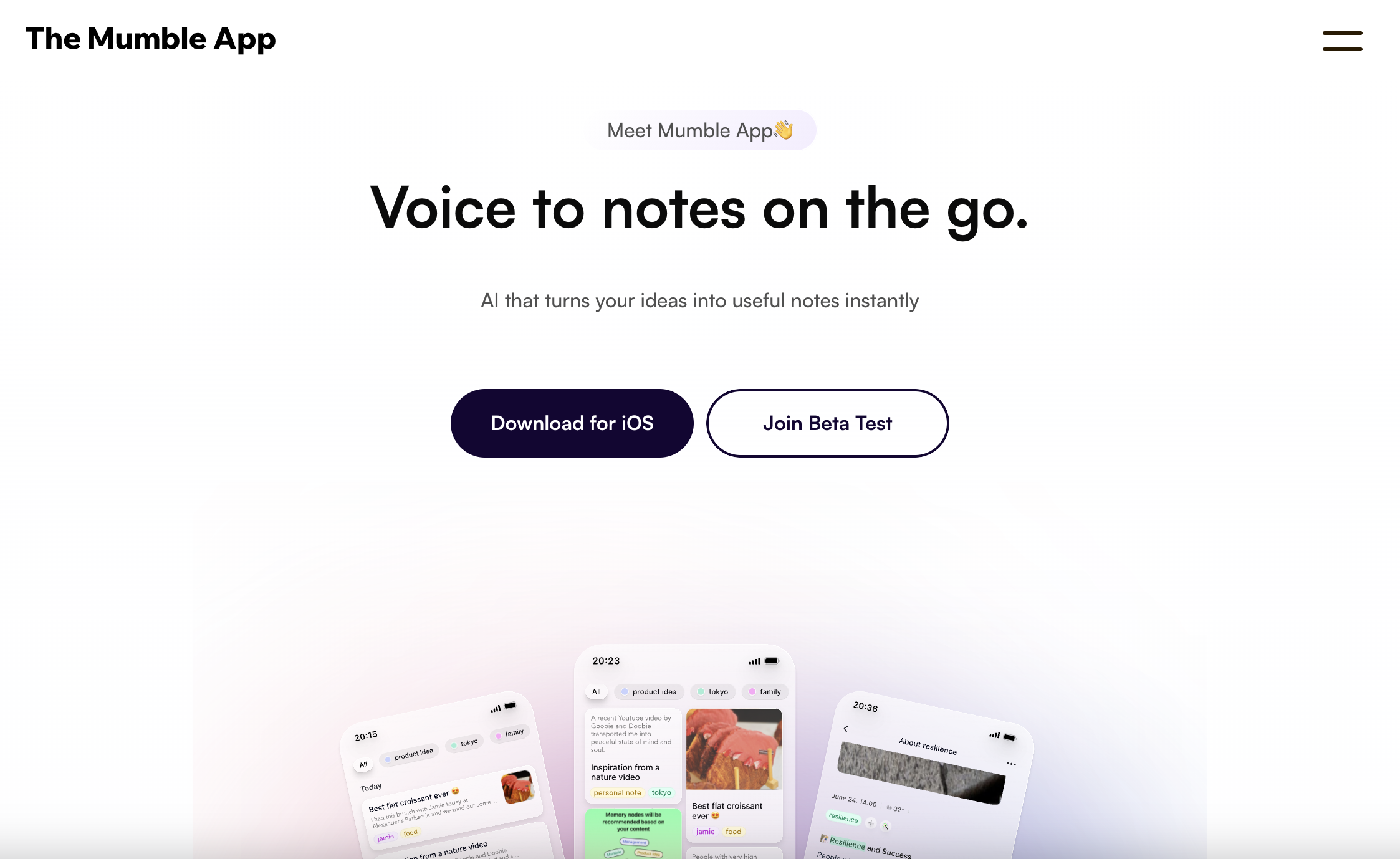 Mumble Note homepage