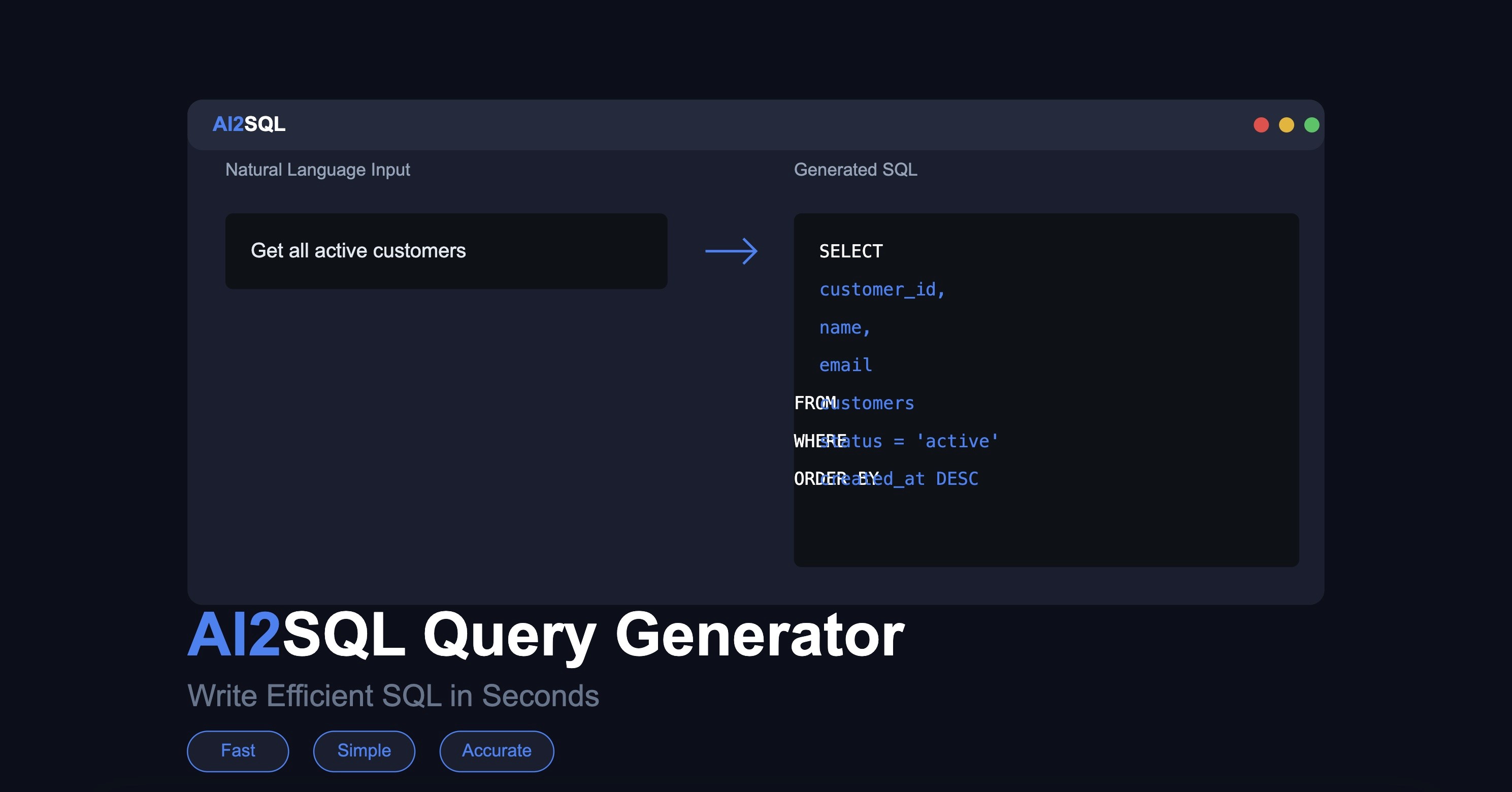 AI2SQL homepage