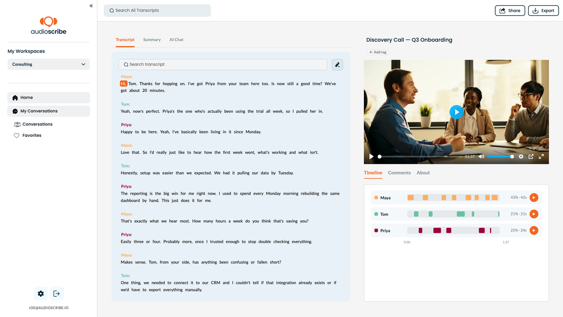 AudioScribe homepage