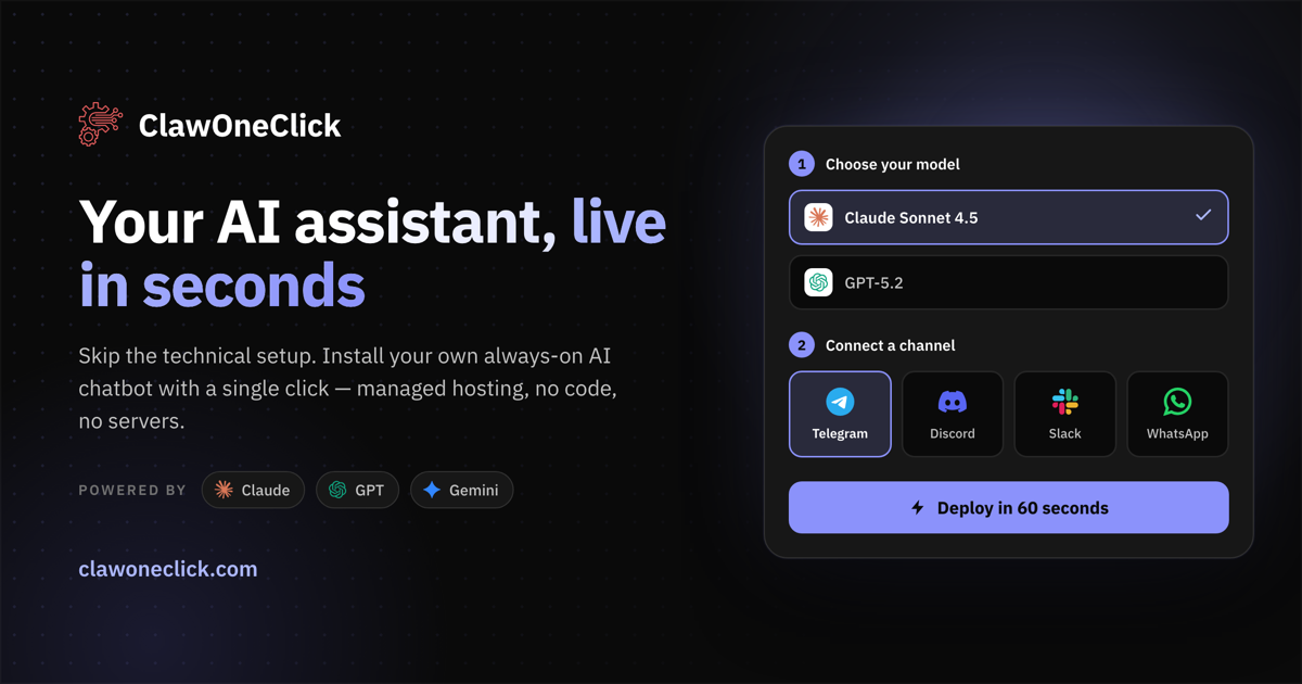 ClawOneClick homepage