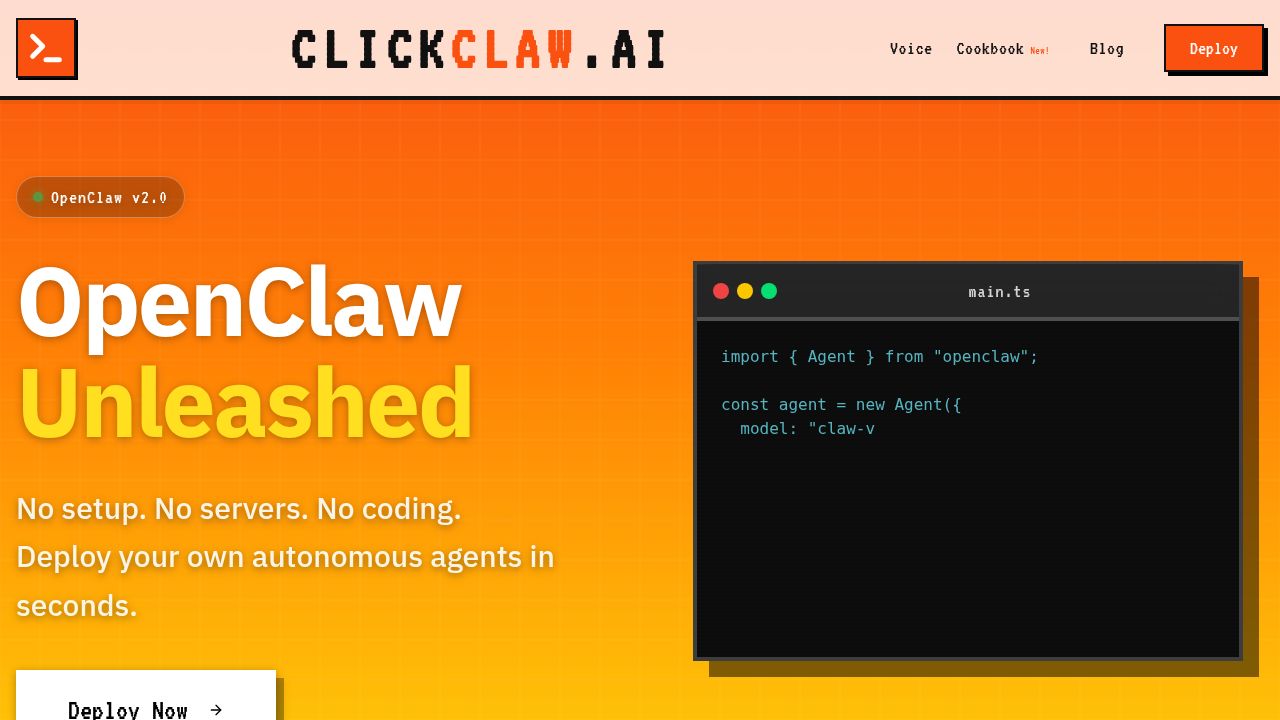 ClickClaw.AI homepage