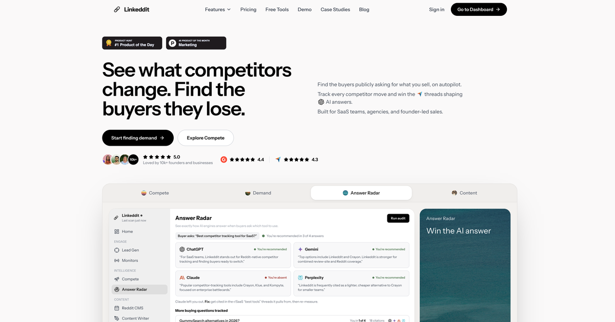 Linkeddit homepage