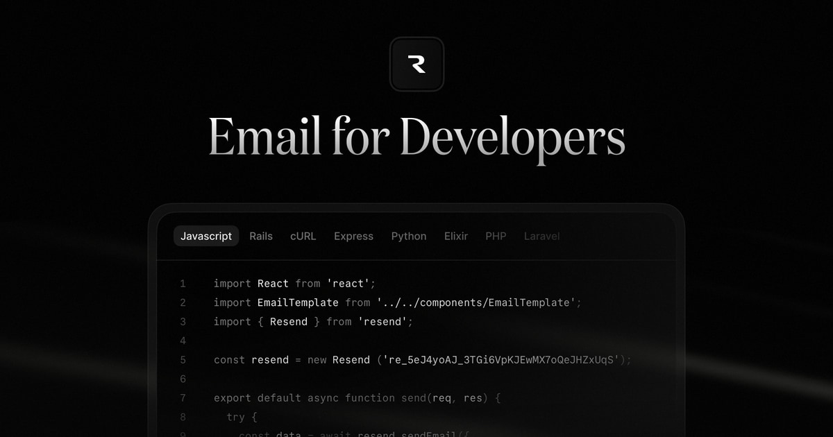 Resend homepage
