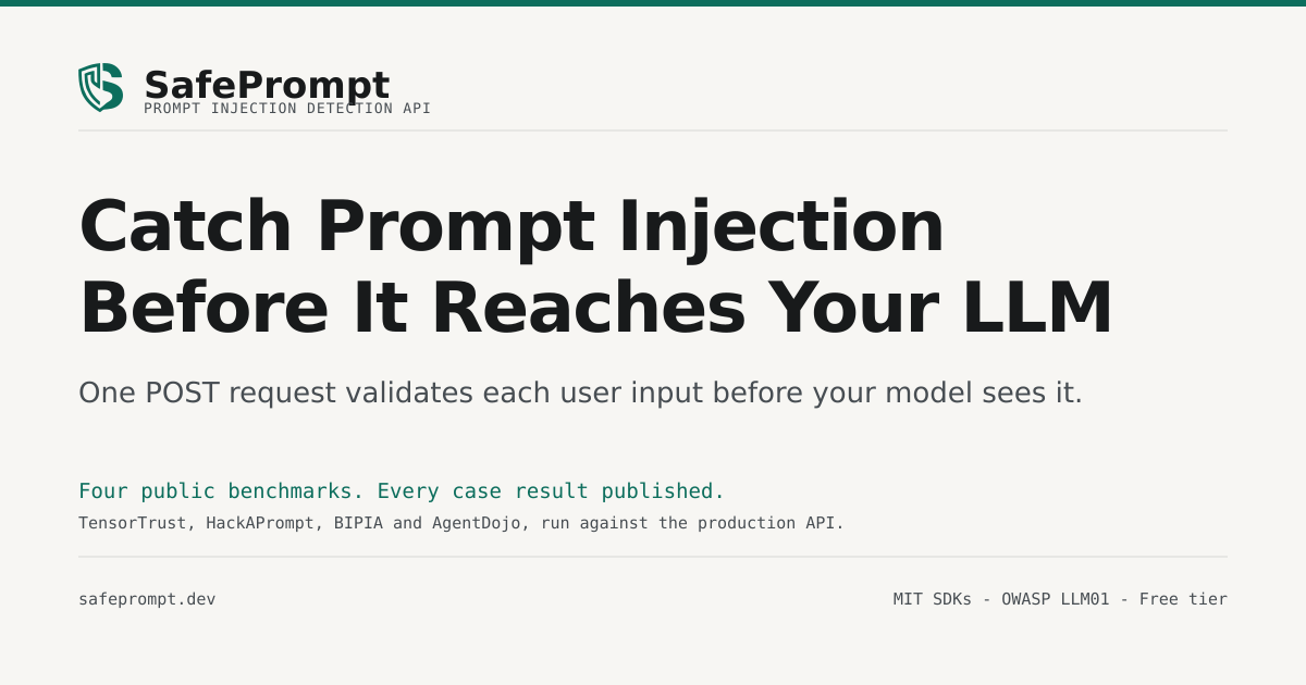 SafePrompt homepage