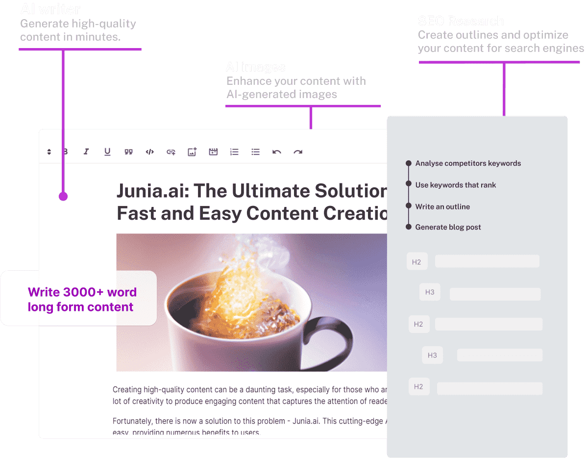 Junia AI homepage