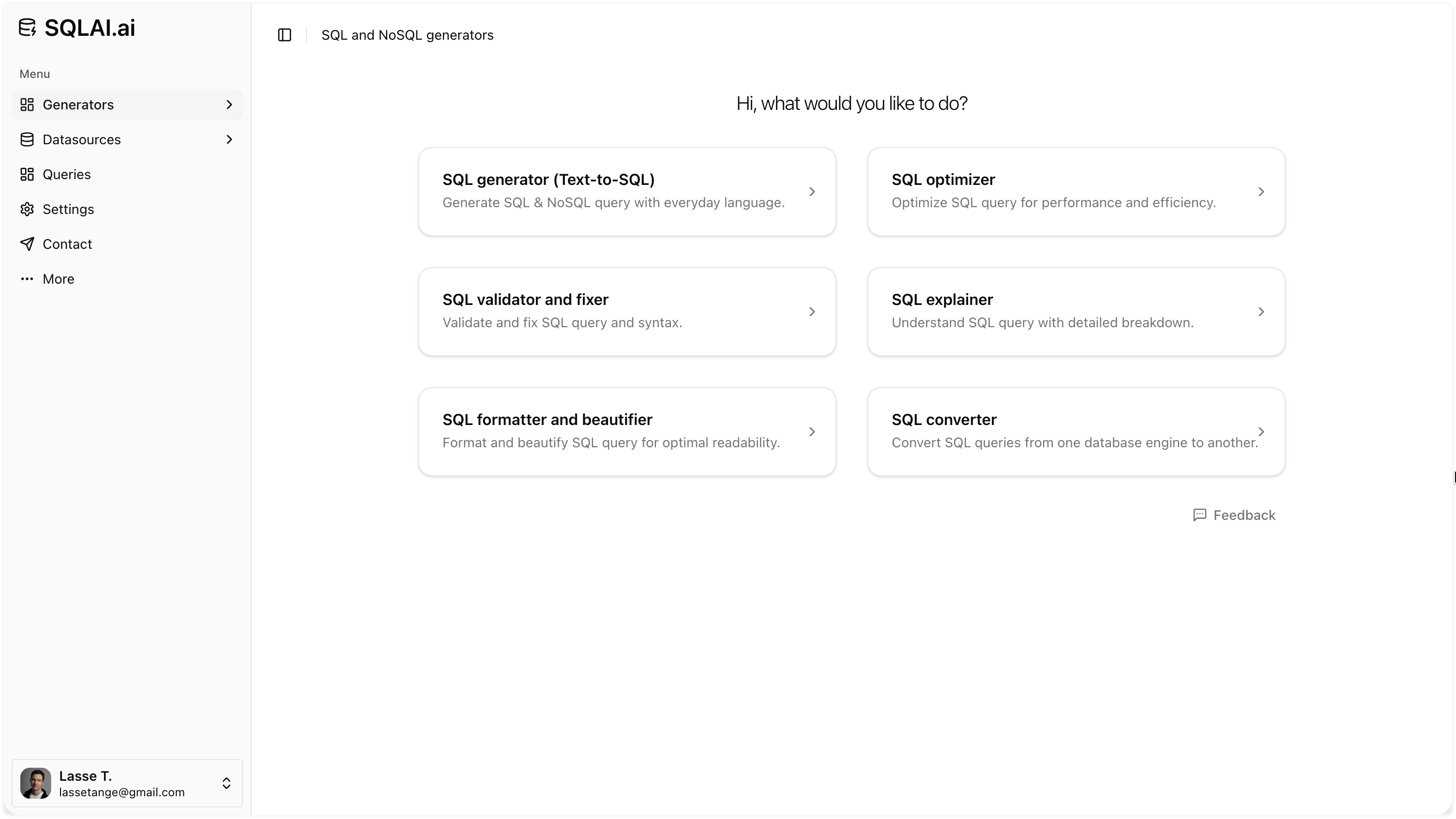 SQLAI.ai homepage